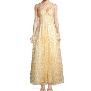 NEW ELIZA J YELLOW 3D FLORAL GOWN US 6